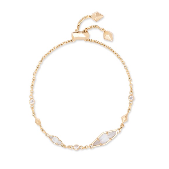 NWT KENDRA SCOTT Deb Chain Adjustable Iridescent Bracelet in Gold - Picture 4 of 5